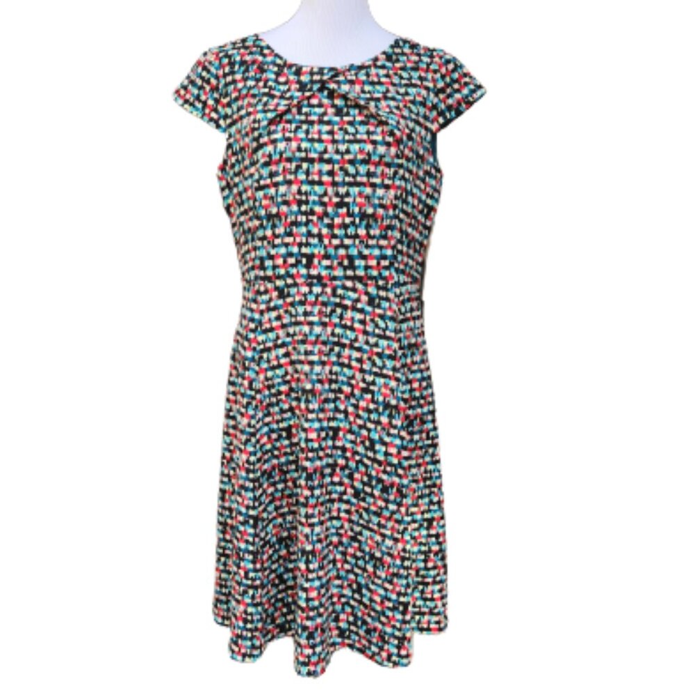 Evan Picone Black Label NWT A-Line Dress Multicolor Geo-Print Abstract